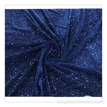 Lentejuela azul marino 3mm Velvet Spandex DHL Tela de entrega rápida